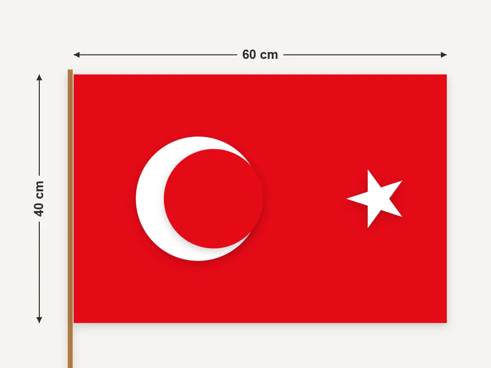 40 × 60 cm Sopalı Türk Bayrağı ölçüleri