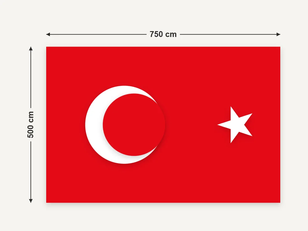 500 × 750 cm Türk Bayrağı ölçüleri